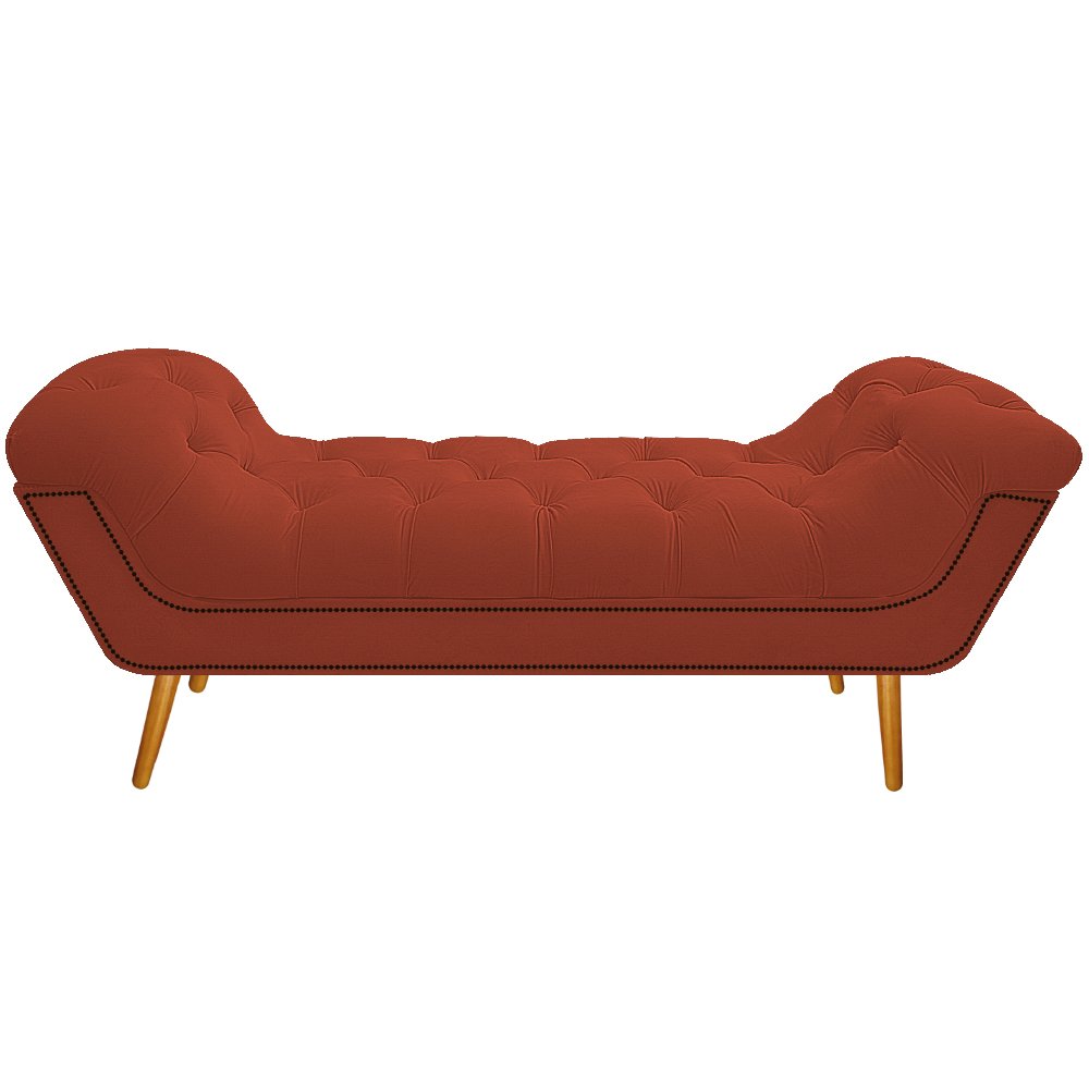 Calçadeira Estofada Veneza 140 cm Casal Suede Terracota - Doce Sonho Móveis - 2