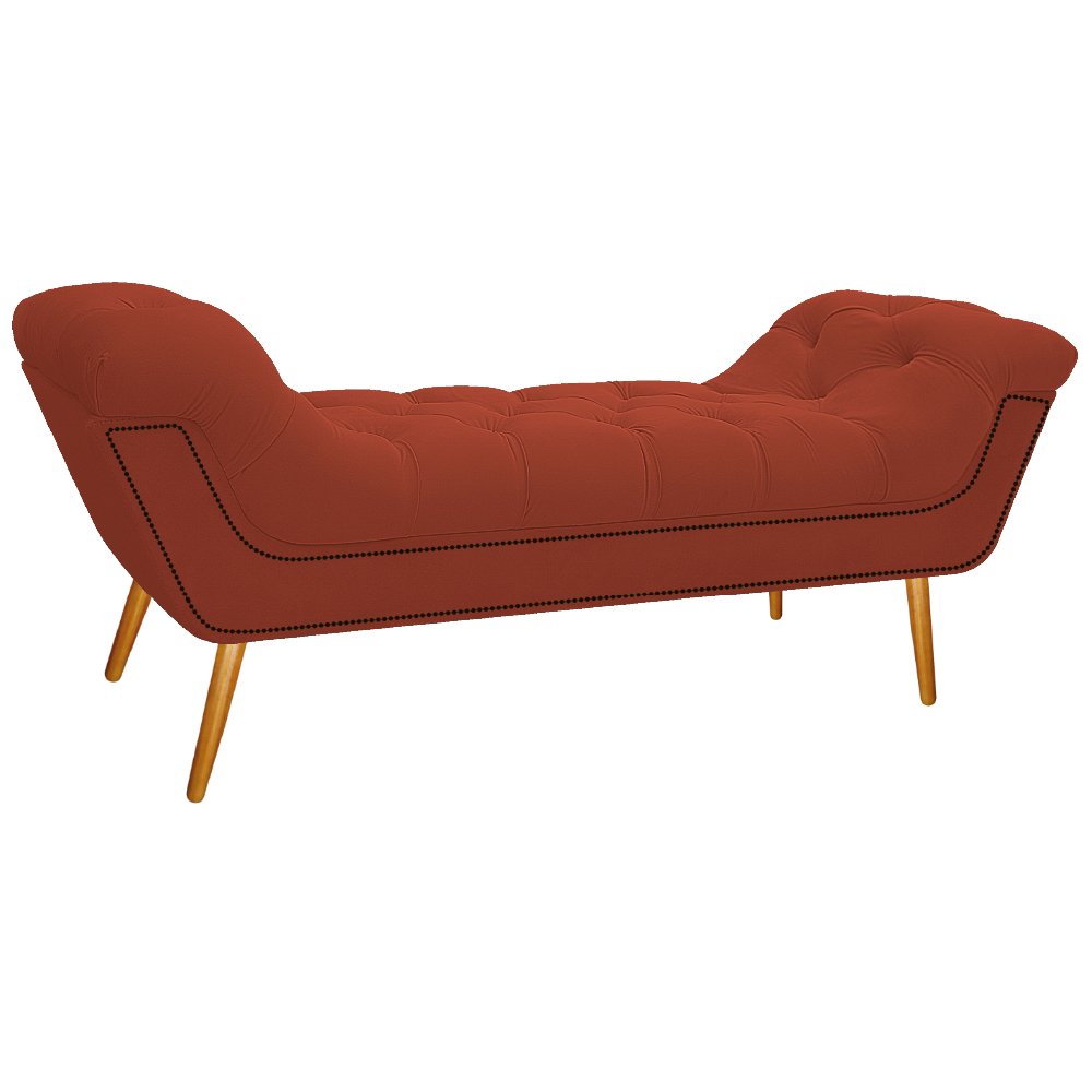 Calçadeira Estofada Veneza 140 cm Casal Suede Terracota - Doce Sonho Móveis - 1