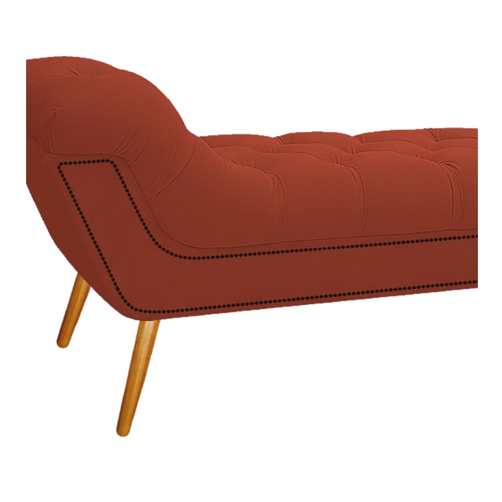 Calçadeira Estofada Veneza 140 cm Casal Suede Terracota - Doce Sonho Móveis - 3