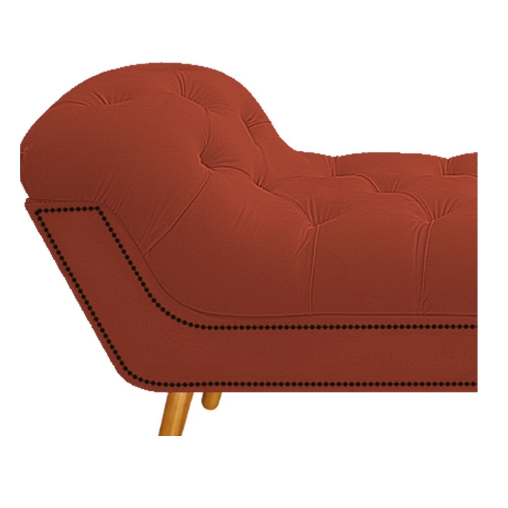 Calçadeira Estofada Veneza 140 cm Casal Suede Terracota - Doce Sonho Móveis - 4