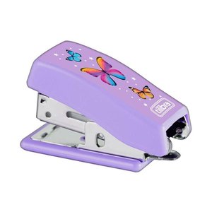 Mini Grampeador Borboleta com Extrator e Grampos 12 Folhas Roxo - Tilibra