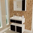 Ver imagem 2 de Balcao Oxford Branco C/ Fresno Negro 76x45x38 - Gabinetto