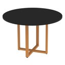 Ver imagem 1 de Mesa de Reunião Redonda P25 Pandin 110 Cm (largura) Tampo Mdp Preto Pé Aço Tubular Laranja