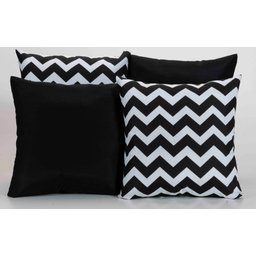 Kit com 4 Almofadas Decorativas Estampa Listrado Preto e Branco - 1