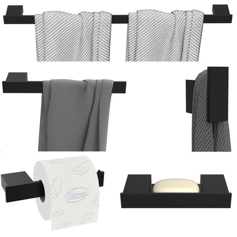 Kit Acessórios para Banheiro 5 Peças Preto F.master