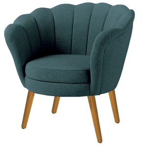 Poltrona Pétala Base em Linho:10-verde Pés Madeira Claro