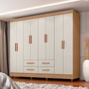 Ver imagem 3 de Guarda Roupa Roupeiro Casal 8 Portas 4 Gavetas Lite Freijó Off White Móveis Leão