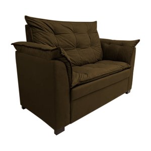Sofá Namoradeira Dandara 2 Lug Decorativa Para Sala Suede:Marrom Escuro