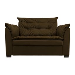 Sofá Namoradeira Dandara 2 Lug Decorativa Para Sala Suede:Marrom Escuro - 2