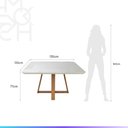 Ver imagem 7 de Mesa de Jantar Quadrada C/ Vidro para 6 Lugares Bennett 135 Cm - Natural C/ Off White Fosco