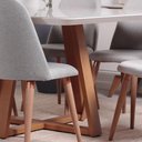 Ver imagem 4 de Mesa de Jantar Quadrada C/ Vidro para 6 Lugares Bennett 135 Cm - Natural C/ Off White Fosco