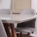 Ver imagem 5 de Mesa de Jantar Quadrada C/ Vidro para 6 Lugares Bennett 135 Cm - Natural C/ Off White Fosco
