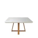 Ver imagem 1 de Mesa de Jantar Quadrada C/ Vidro para 6 Lugares Bennett 135 Cm - Natural C/ Off White Fosco