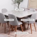 Ver imagem 2 de Mesa de Jantar Quadrada C/ Vidro para 6 Lugares Bennett 135 Cm - Natural C/ Off White Fosco