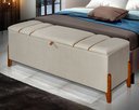 Ver imagem 2 de Recamier Baú Decorativo Roma 1,30m Premium Sofá para Cama Casal Estilo Estofado Cor Bege