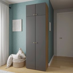Guarda-Roupa 2 Módulos 4 Portas 3 Prateleiras Frame CabeCasa MadeiraMadeira - 1
