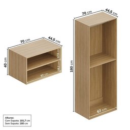 Guarda-Roupa 2 Módulos 4 Portas 3 Prateleiras Frame CabeCasa MadeiraMadeira - 5