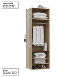 Guarda-Roupa 2 Módulos 4 Portas 3 Prateleiras Frame CabeCasa MadeiraMadeira - 4