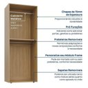 Ver mais imagens de Guarda-Roupa 2 Módulos 4 Portas 3 Prateleiras Frame CabeCasa MadeiraOriginals