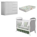 Ver imagem 1 de Berço Americano Danny e Cômoda Infantil Eloá Branco Acetinado com Colchão Gazin – Phoenix Baby