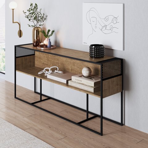 Balcão Aparador York 160cm Estilo Industrial 27900 Artesano - Vermont/preto