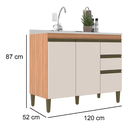 Ver imagem 5 de Cozinha Modulada Cecília 120cm Freijó/Off White MDP com 3 Portas e 3 Gavetas - J Carvalho