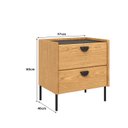 Ver imagem 3 de Mesa de Cabeceira 57cm com 2 Gavetas e Pés em Metal 100% Mdf Cor:carvalho Mel com Reali