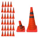 Ver imagem 1 de Cone Retratil Sinalizador Kit 29 Uni Viario Baliza Portatil Flexivel Rodovia Segurança Dobravel Estr