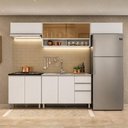 Ver imagem 1 de Cozinha Modulada Evidence 5 Peças com Aéreo de Vidro Reflex e Balcão de 120cm para Pia Poliman Móvei