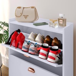 Sapateira Vertical 12 Pares Calçados Multiuso 2 Portas Basculantes Hall de Entrada Quarto Closet - B - 3