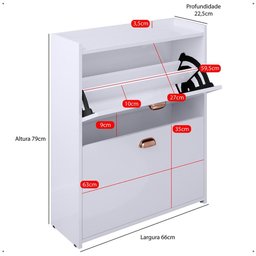 Sapateira Vertical 12 Pares Calçados Multiuso 2 Portas Basculantes Hall de Entrada Quarto Closet - B - 8