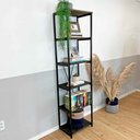 Ver imagem 2 de Estante Style de Ferro e Madeira Slim 6 Prateleiras Industrial Tabaco e Preto