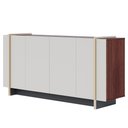 Ver imagem 1 de Balcão Aparador Buffet 4 Portas 160cm Barcelona C05 Nogueira/off/dourado - Mpozenato