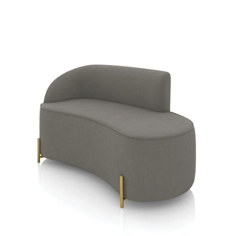 Sofá 2 Lugares Orgânico 140cm Pé Dourado Morgan Suede Grafite D03 - D'Rossi