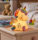 Ver imagem 1 de Luminária Unicórnio Abajur LED Infantil para Pintar Kit Pintura Tinta Guache Pincel Paleta
