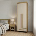 Ver imagem 1 de Guarda Roupa Dubai 2 Portas 1 Gaveta Prateleiras Nichos Organizador Quarto - Cinamomo/off-white