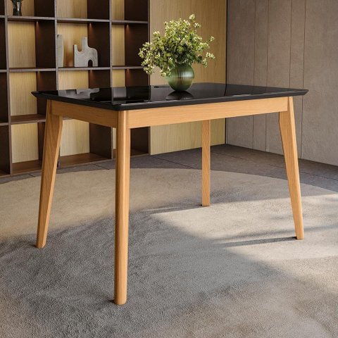 Mesa de Jantar em Madeira Maciça Kappesberg Canela-Preto Fosco 120cm