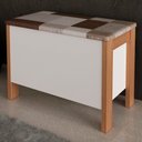 Ver imagem 1 de Puff Baú Multiuso 65x35,5cm com Assento Removível Az1013 Tecno Mobili - Amendoa/branco