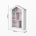 Ver imagem 3 de Estante Infantil Decorativa Modelo Casinha Organizadora com Prateleiras e Baú - Branco Rosa