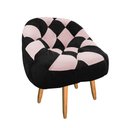Ver imagem 3 de Kit 02 Poltrona Paloma Escritório Sala Pé Palito Suede Preto e Suede Rosa Bebê - Dominic Decor