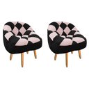 Ver imagem 1 de Kit 02 Poltrona Paloma Escritório Sala Pé Palito Suede Preto e Suede Rosa Bebê - Dominic Decor