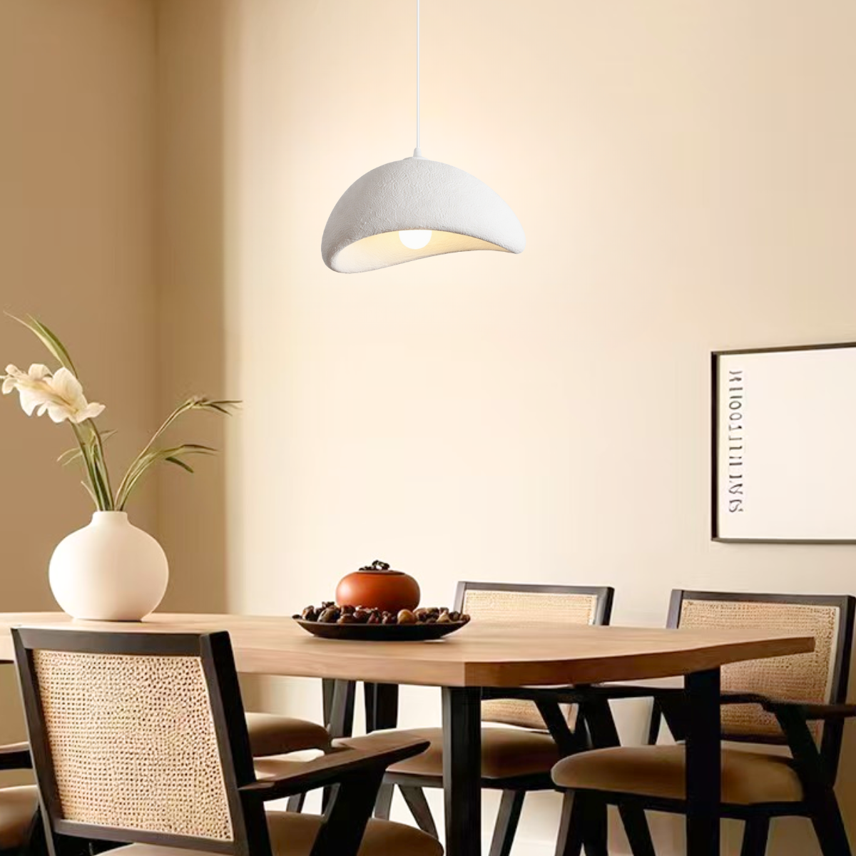 Lustre Pendente 50cm Luminária Japonesa Wabi-sabi Orgânico Cogumelo Concreto Gimpo Ltj50-branco-b - 9