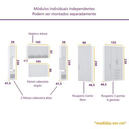 Guarda Roupa Dormitório Modulado Alpes Casal 1,58 m Queen Canto - Roupeiro Luciane M03:Branco - 5