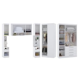 Guarda Roupa Dormitório Modulado Alpes Casal 1,58 m Queen Canto - Roupeiro Luciane M03:Branco - 2