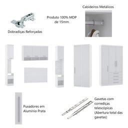 Guarda Roupa Dormitório Modulado Alpes Casal 1,58 m Queen Canto - Roupeiro Luciane M03:Branco - 3