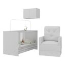 Ver imagem 1 de Berço 3 em 1 com Poltrona Amamentação e Armário Aéreo 2 Portas Multimóveis Mp4147 Branco