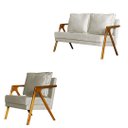 Ver imagem 1 de Kit 1 Poltrona Mona Luxo + Namoradeira Mona Luxo Recepção - Suede Bege