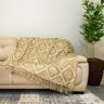 Xale Manta Para Sofá E Poltrona Luxo 2 Lugares Estampada Agra Bege - 2