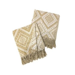 Xale Manta Para Sofá E Poltrona Luxo 2 Lugares Estampada Agra Bege