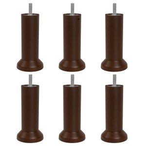 6 Pés Cama Box e Cabeceira Universal Castor Gazin Ortobom Pe de 13cm Tabaco